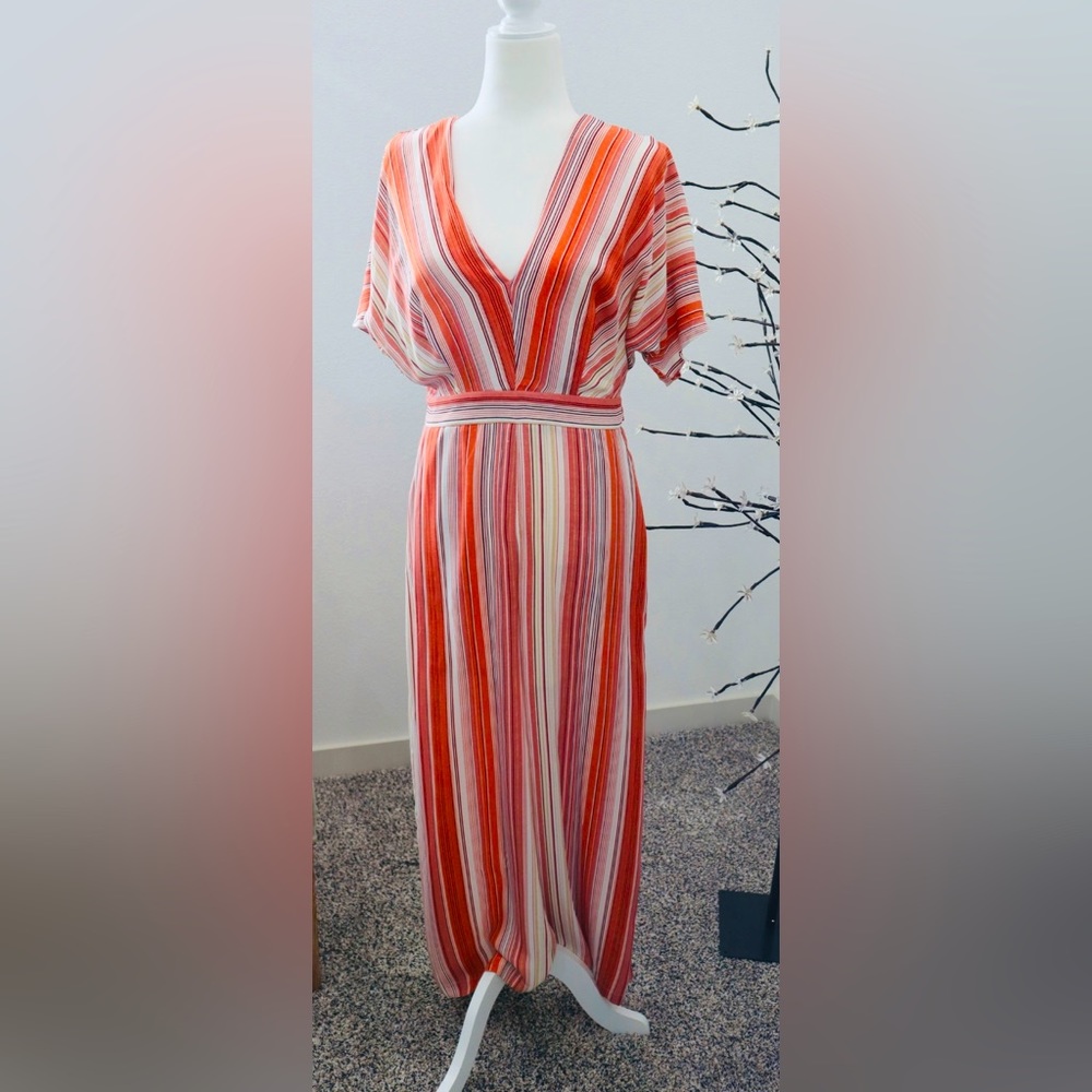 Medium orange striped jumpsuit